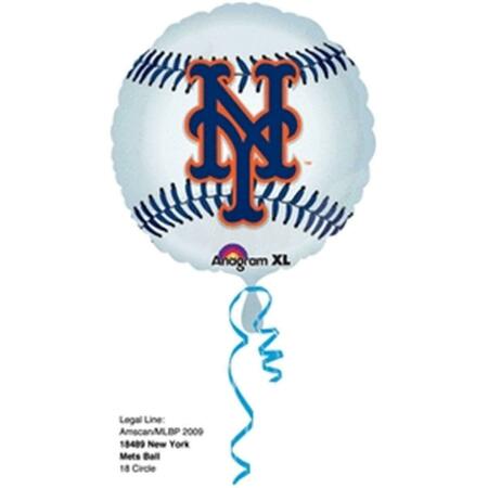 ANAGRAM 18 in. Ny Mets Flat Foil Balloon, 5PK 44316